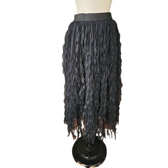 KLD Vintage 90s Whimsigoth Maxi Skirt Womens S Fairy Grunge Black Crinkle Tulle - Picture 1 of 8